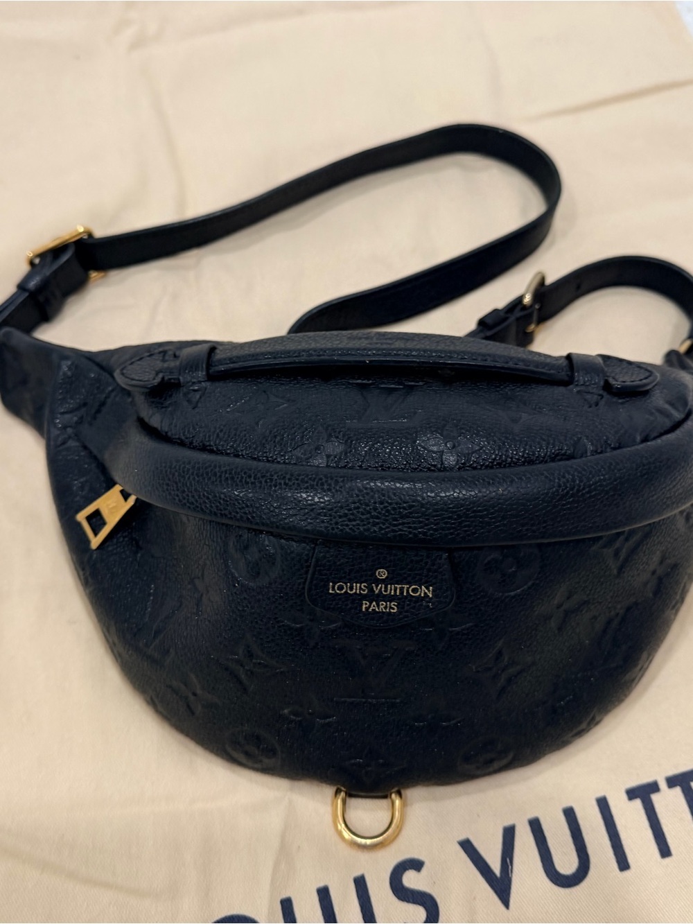 Louis Vuitton Black Embossed Monogram Crossbody Waist Bag